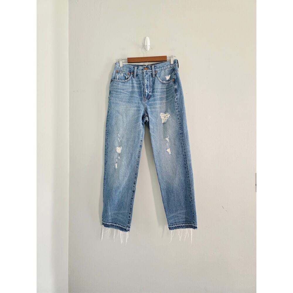 Madewell Light Blue Distressed Straight Leg Jeans